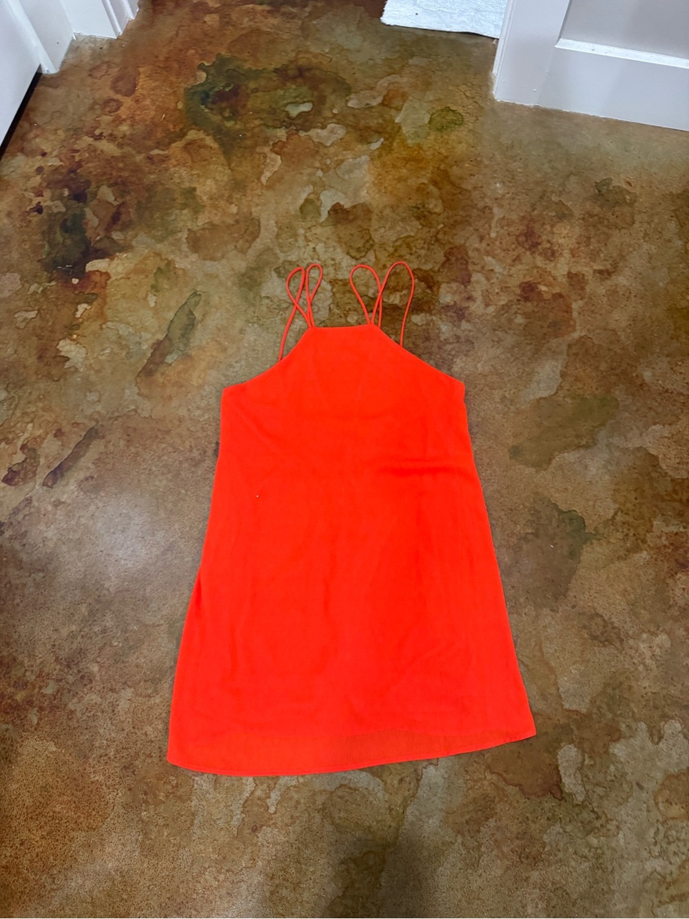essue Vibrant Orange Double-Strap Mini Dress